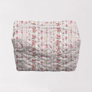 Quilted Makeup Case- Pink Willshire Stripe-K. Ellis Boutique
