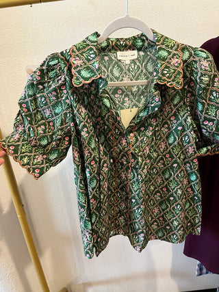 Garden Trellis Blouse-Short Sleeve Top-K. Ellis Boutique