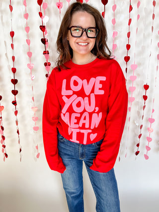 Love You Mean It Sweatshirt- Red-K. Ellis Boutique