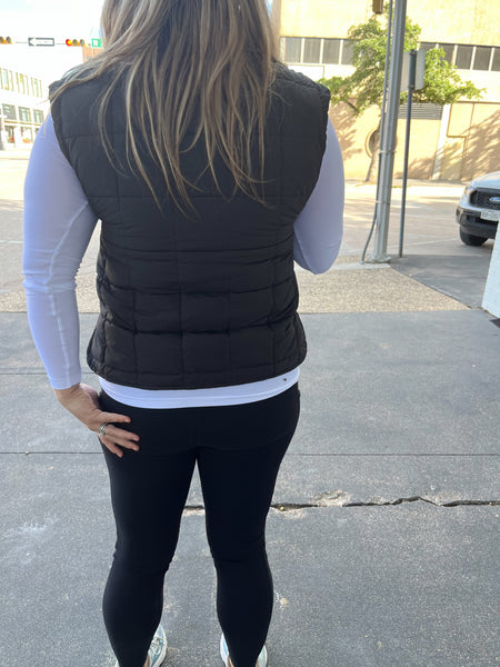 Solid Puffer Vest - Black-K. Ellis Boutique