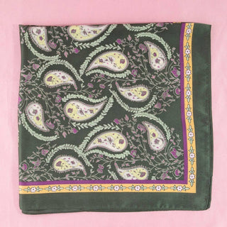 Paisley Floral Print Satin Square Scarf: WH-Other Accessories-K. Ellis Boutique