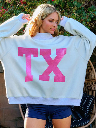 Texas Reversable Mock Neck Sweatshirt-Sweatshirt-K. Ellis Boutique
