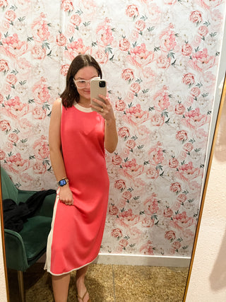 Sporty Chic Sleeveless Midi Dress- Pink-Midi-K. Ellis Boutique