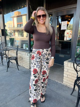 Butter Square Neck Long Sleeve- Espresso-Basic tee/Tank-K. Ellis Boutique