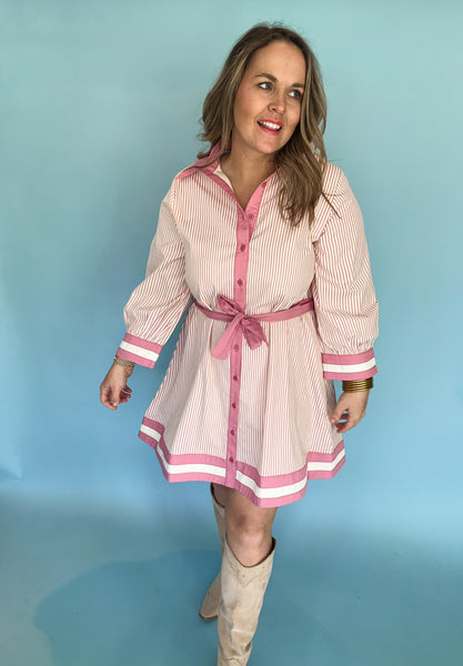 Contrast Striped Mini- Dusty Rose-K. Ellis Boutique