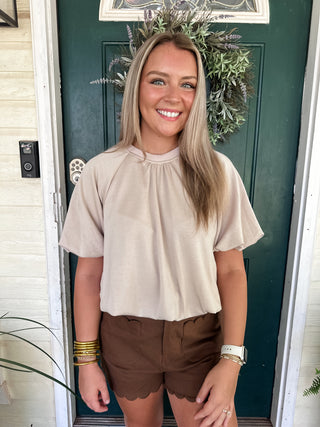 Almond Bubble Top-Short Sleeve Top-K. Ellis Boutique