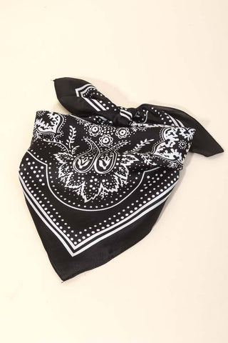 Light Paisley Design Square Bandana Scarf: NV-K. Ellis Boutique