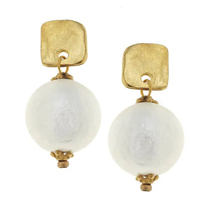 Susan Shaw Gold Posts with Cotton Pearl Earrings-K. Ellis Boutique