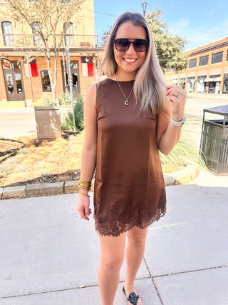 Cocoa Lace Mini Dress-Mini Dress-K. Ellis Boutique