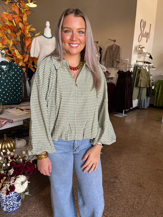 Olive Gingham Jacket-Jacket-K. Ellis Boutique