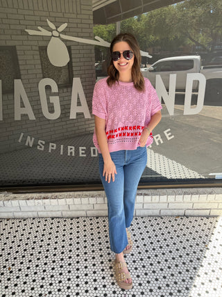 Just Black High Rise Tonal Crop Flare- Medium Denim-K. Ellis Boutique