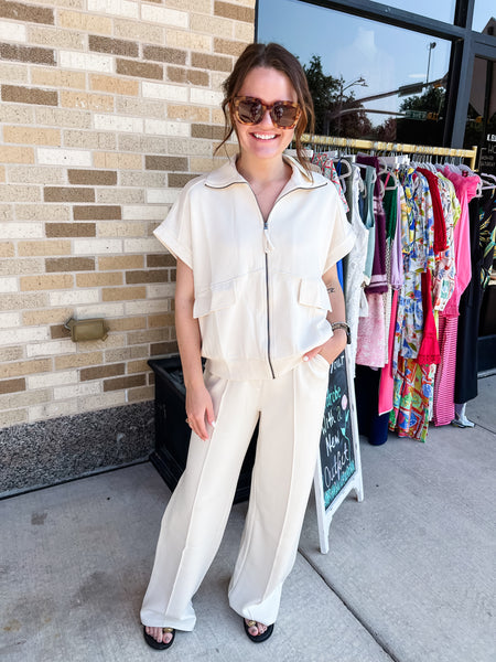 Buttery Soft Modal Pant Set- Ecru-K. Ellis Boutique