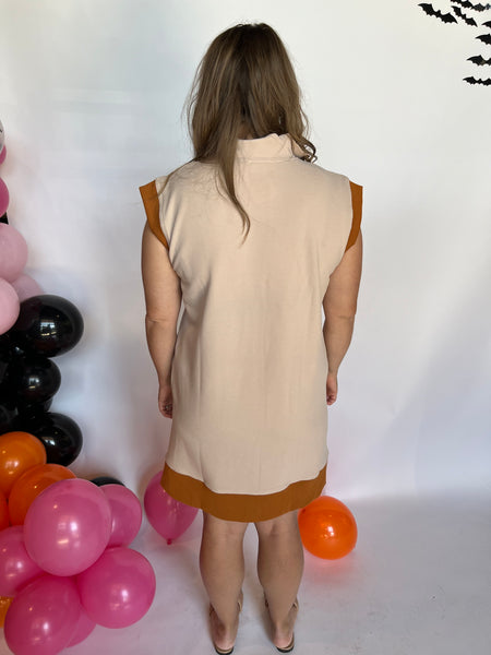 Solid Zip Up Mini Dress- Tan-K. Ellis Boutique