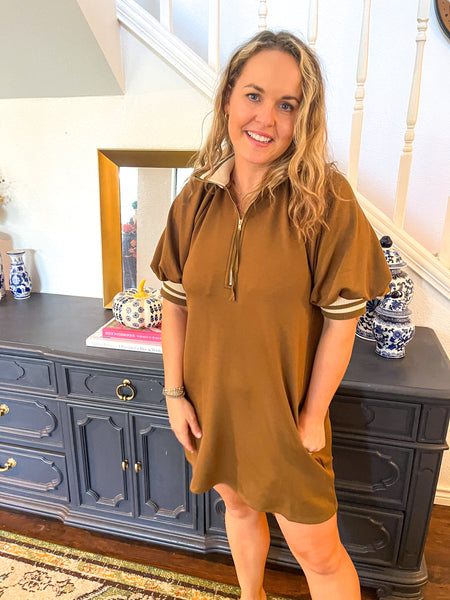 Solid Quarter Zip Mini- Olive-K. Ellis Boutique