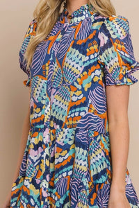 Abstract Printed Button Up Navy-K. Ellis Boutique