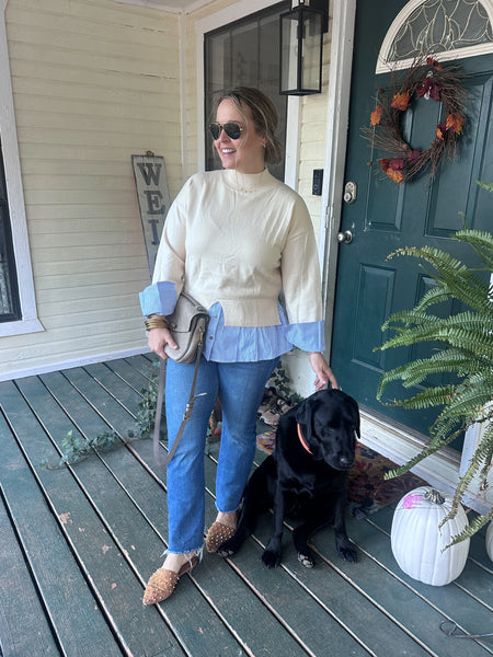 The East Coast Ecru Pinstripe Top-K. Ellis Boutique