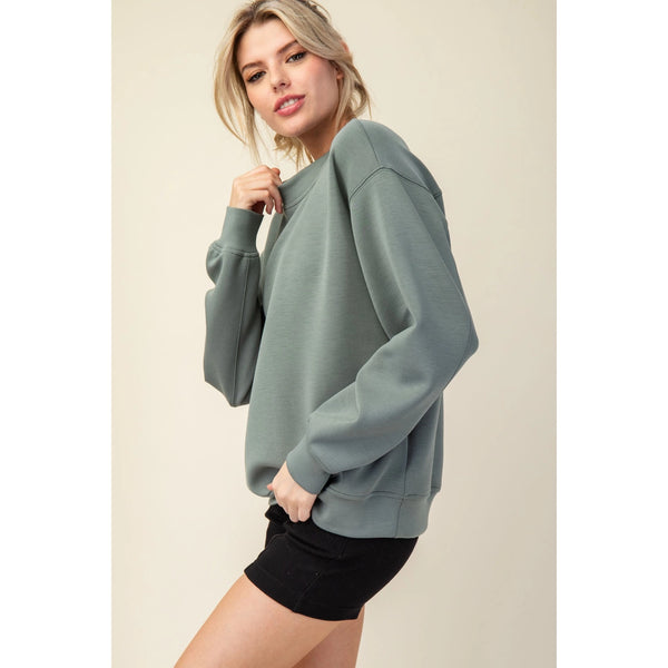 Modal Scuba Mock Neck Pullover0 Sage LEaf-K. Ellis Boutique