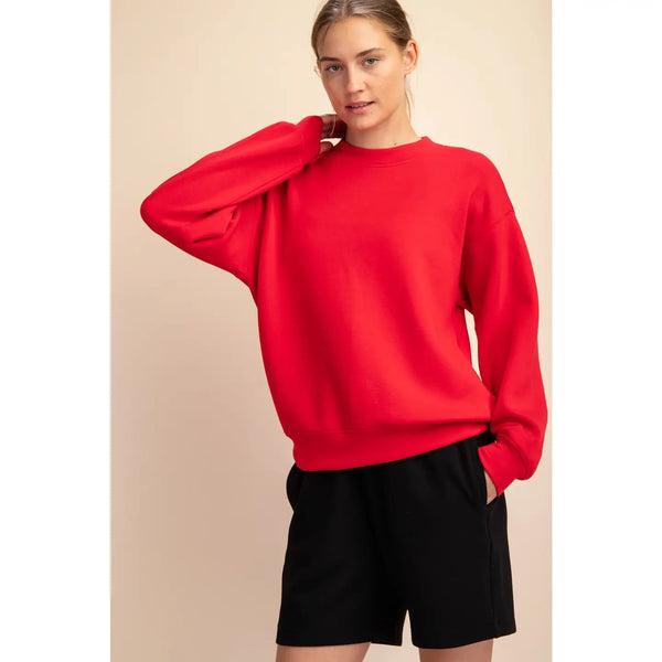 Modal Scuba Mock Neck Pullover- Red-K. Ellis Boutique