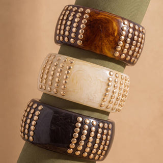 Chunky Marbled Wide Studded Bangle Bracelet: DBR-Bracelet-K. Ellis Boutique
