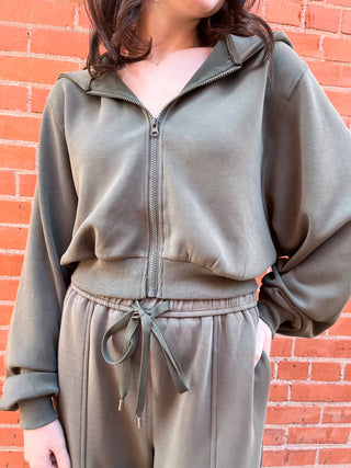 Brushed Modal Pant Set- Dark Olive-Set-K. Ellis Boutique