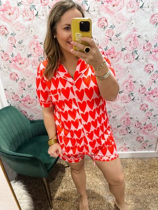 Valentine's Pajama Set- Pink & Red-Set-K. Ellis Boutique