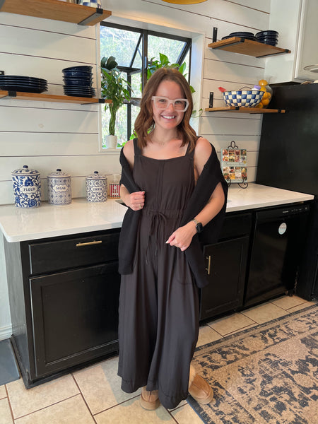 Sleeveless Cropped Leg Jumpsuit- Black-K. Ellis Boutique