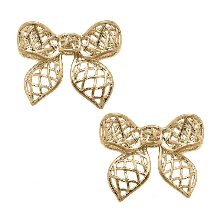 Diana Bow Stud Earrings- Gold-K. Ellis Boutique