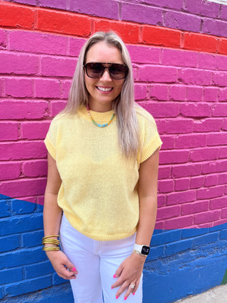 Golden Hour Knit Top-Short Sleeve Top-K. Ellis Boutique