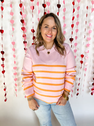 Chantilly Striped Cropped Sweater- Pink-K. Ellis Boutique