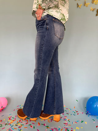 High Rise Raw Cut Hem Bootcut Jeans- Risen-K. Ellis Boutique