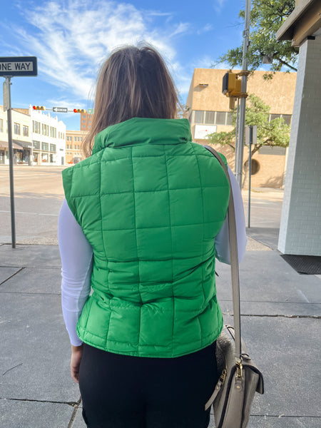 Solid Puffer Vest - Kelly Green-K. Ellis Boutique