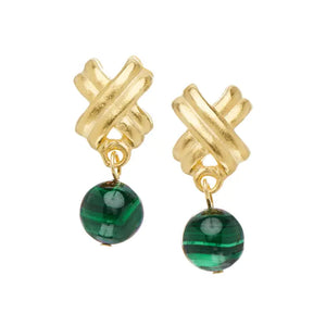 Susan Shaw Mini X Malachite Drop Studs Earring-K. Ellis Boutique