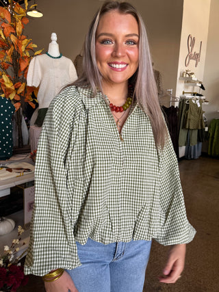 Olive Gingham Jacket-Jacket-K. Ellis Boutique