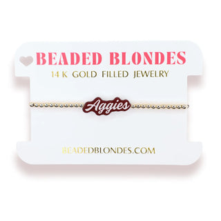 Aggies Word Bracelet On Gold-Bracelet-K. Ellis Boutique