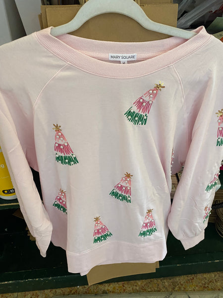 Katie Trees Sweatshirt- Pink-K. Ellis Boutique