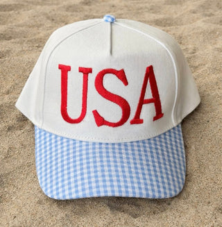 USA Gingham Hat-Hats-K. Ellis Boutique
