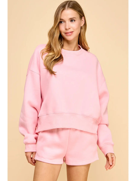 Dream Crop Sweatshirt- Baby Pink-K. Ellis Boutique
