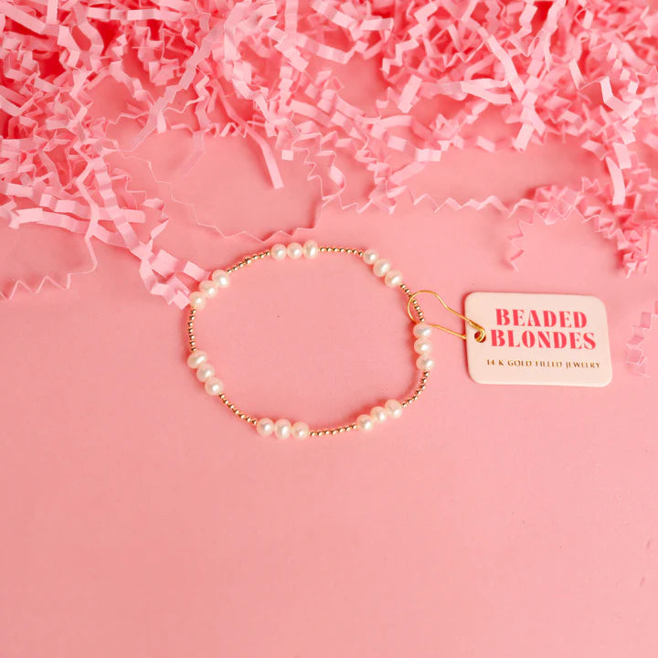 Beaded Blondes ILY Coastal Pearl Bracelet in Gold-K. Ellis Boutique