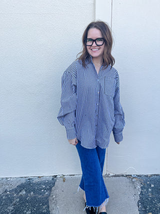 Nikka Checkered Button Up- Brown-K. Ellis Boutique