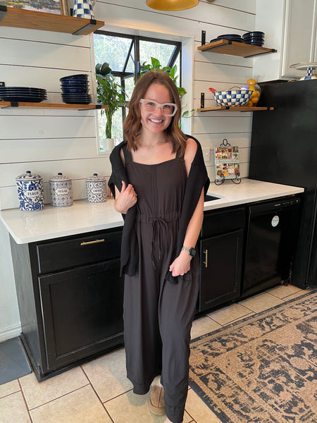 Sleeveless Cropped Leg Jumpsuit- Black-K. Ellis Boutique