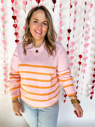 Chantilly Striped Cropped Sweater- Pink-Sweater-K. Ellis Boutique