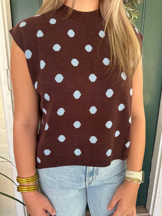 Dot Sweater Vest- Brown