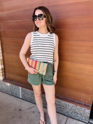 High Rise Pull On Tencel Short- Pine-Shorts & SKirts-K. Ellis Boutique