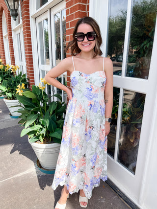 Edda Lace Midi Dress - Multi Floral-Midi-K. Ellis Boutique
