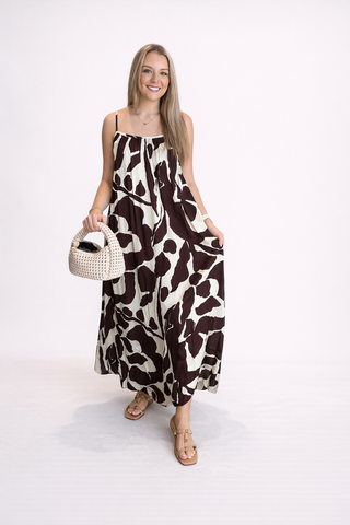 The Tiffany Euphrate Dress- Cream and Chocolate - FRNCH-K. Ellis Boutique