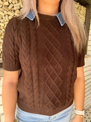 Denim Detail Sweater-Sweater-K. Ellis Boutique