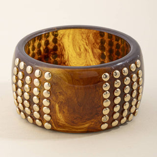 Chunky Marbled Wide Studded Bangle Bracelet: DBR-Bracelet-K. Ellis Boutique
