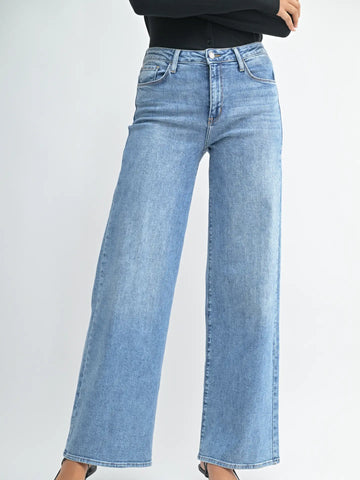 Just Black Denim- Stretchy Wide Leg- Medium-K. Ellis Boutique