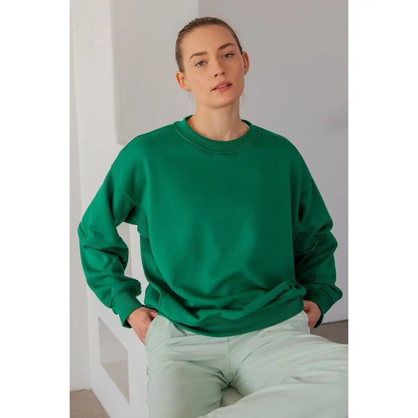French Terry Long Sleeve Pullover- Kelly Green-K. Ellis Boutique