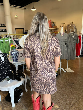 Savannah Shift Dress - Zebra-Mini Dress-K. Ellis Boutique